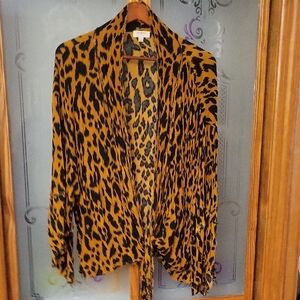 Umgee Black and Burnt Orange Animal Print Top